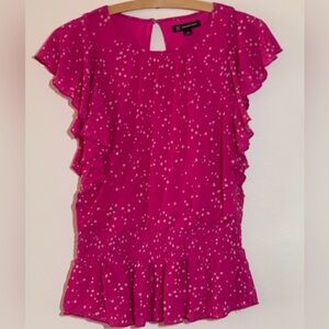 INC International Concepts Fuchsia Blouse with White Dots
